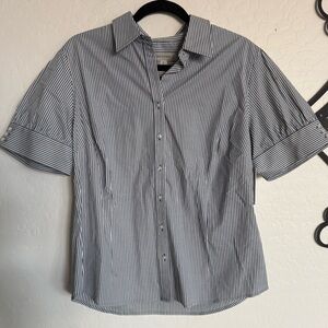 MERONA Women’s Striped Short Sleeve Button Down Shirt - NEW w/ Tags - XL
